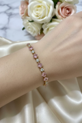 14K PINK & CLEAR TENNIS BRACELET MS-29200006