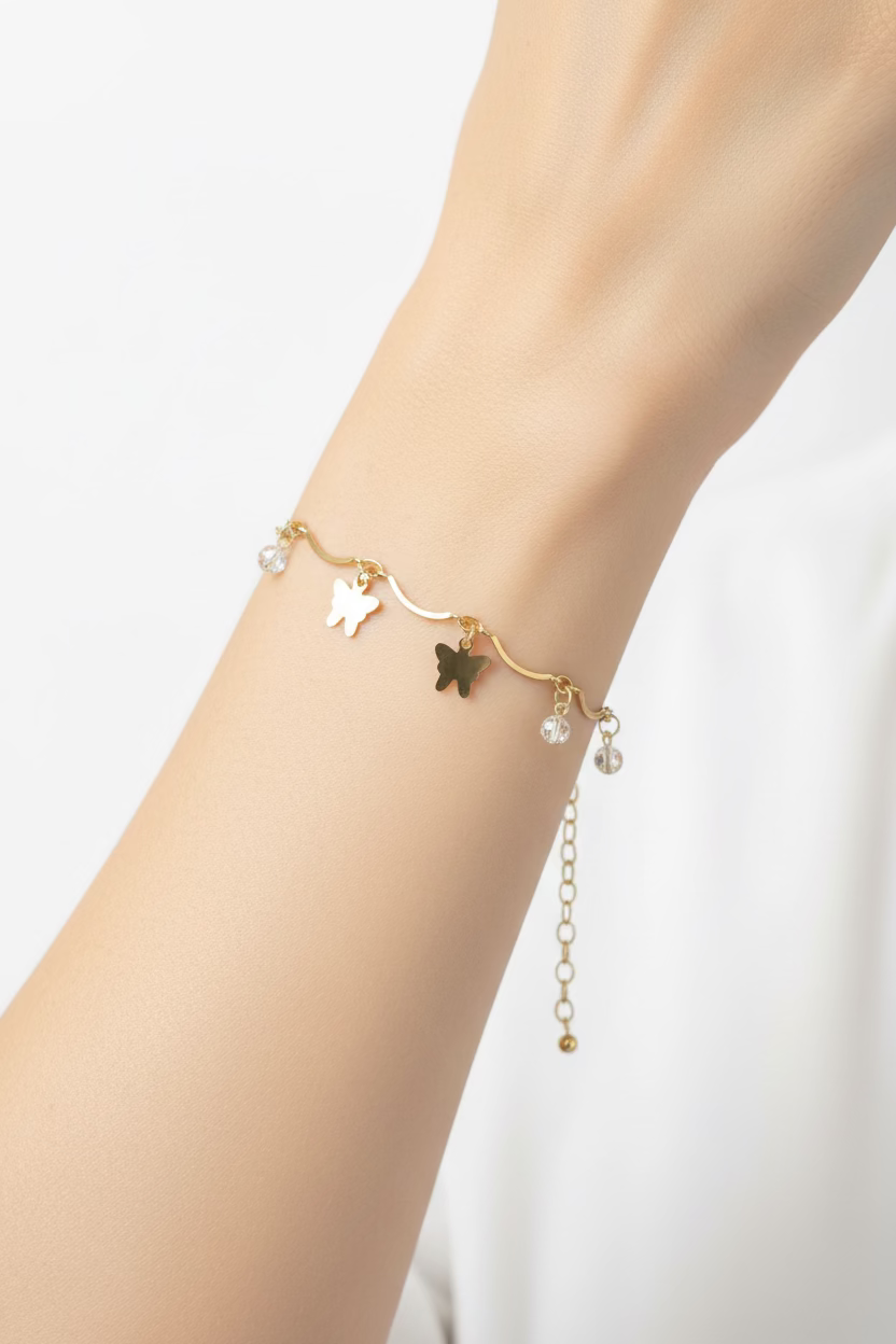 14K CLEAR BUTTERFLY CHARM BRACELET TH-01660003