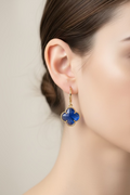 14K SAPPHIRE BLUE CRYSTAL CLOVER DANGLE EARRING RH-08280004