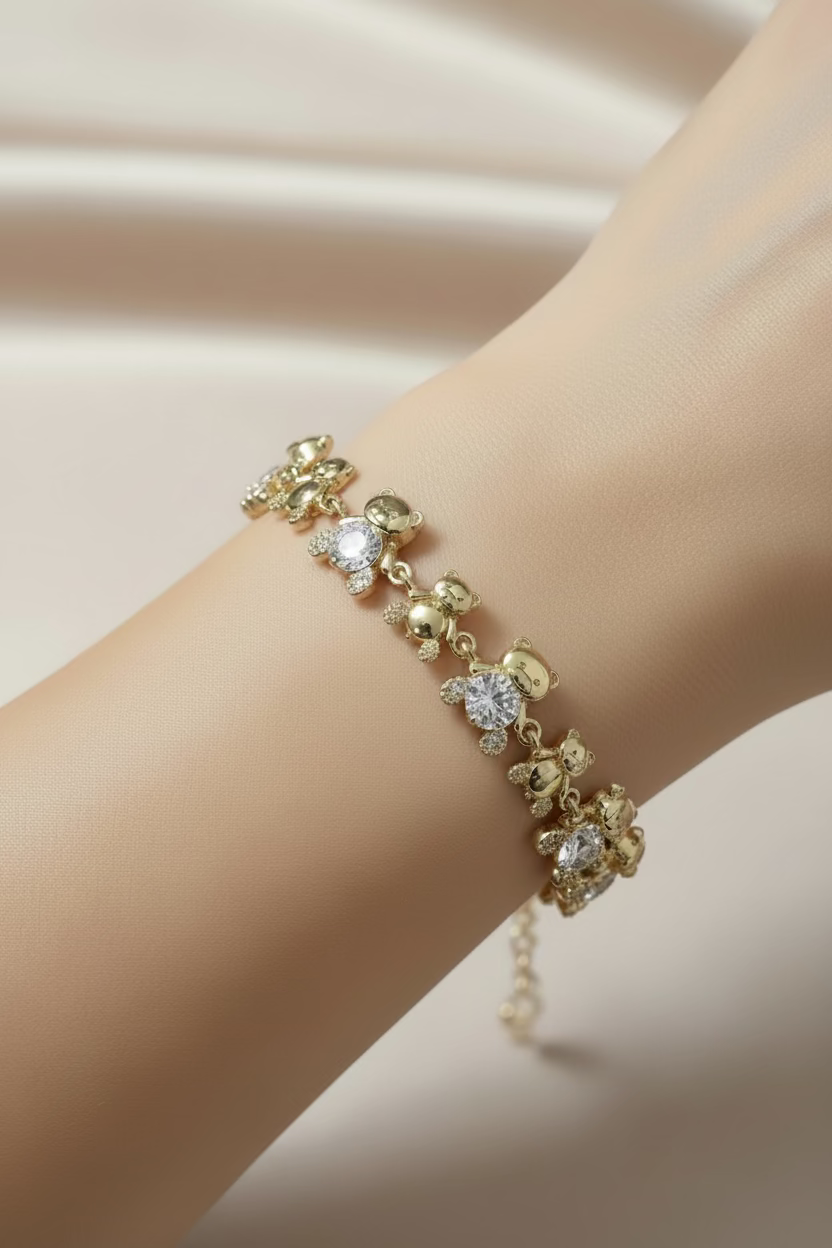 14K CLEAR TEDDY BEAR BRACELET MS-22950005