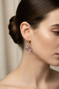 14K LIGHT PURPLE CRYSTAL CLOVER DANGLE EARRING RH-08280006
