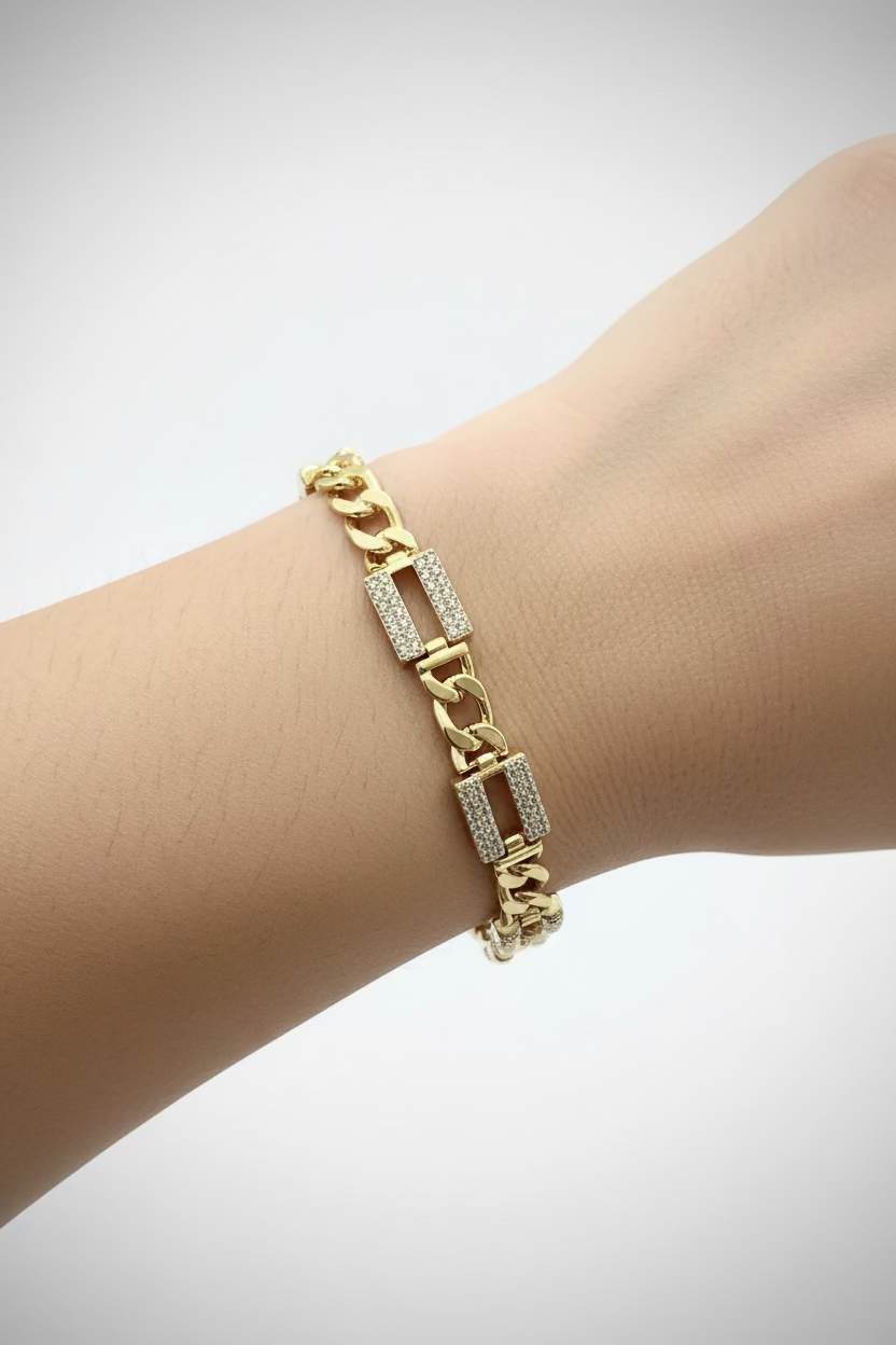 14K CLEAR RECTANGLE BRACELET RQ359