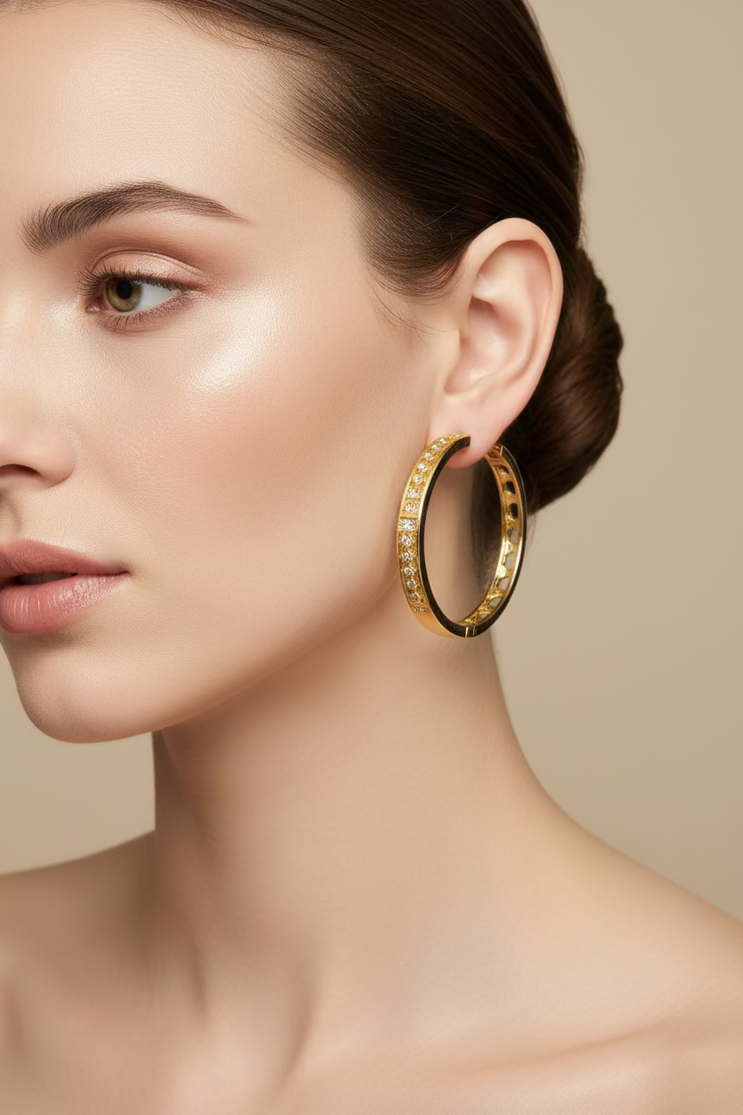 14K BLING HOOP EARRING RQ360
