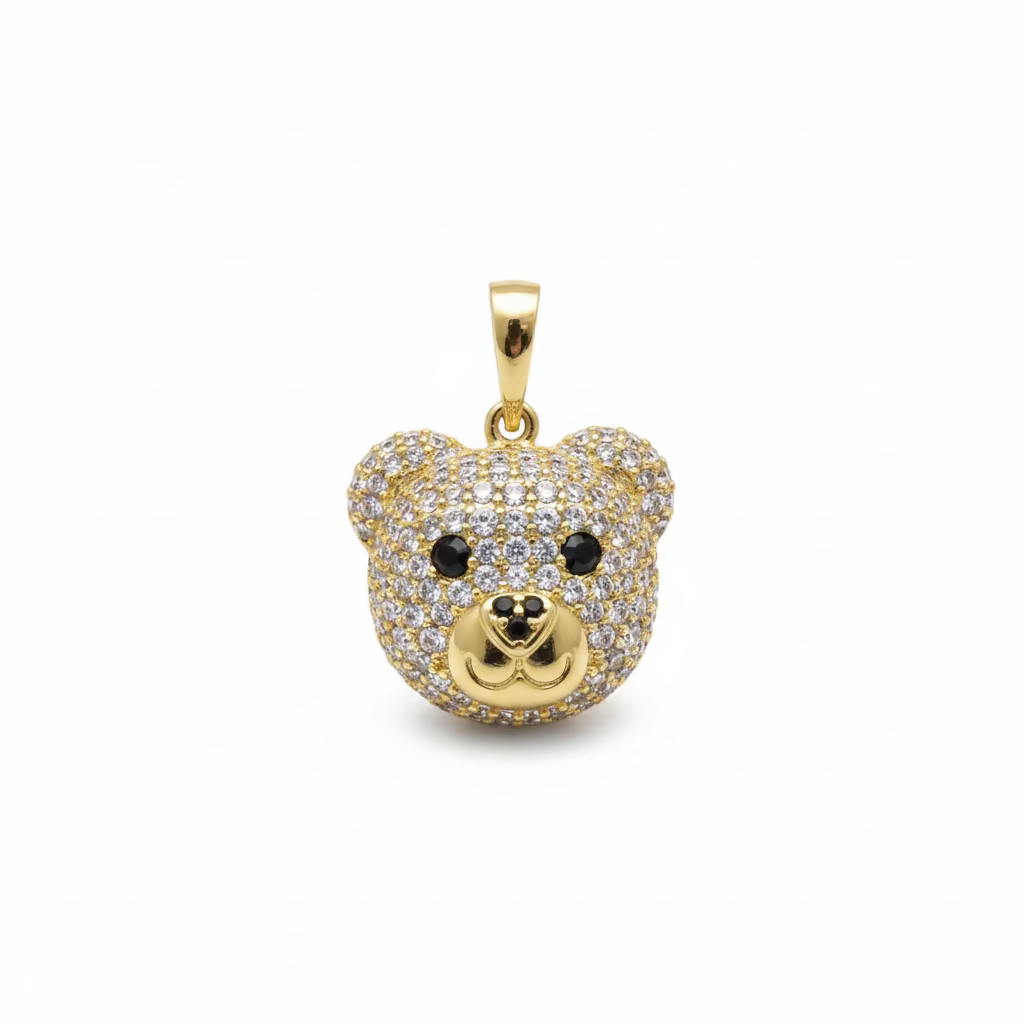 14K BLING BEAR HEAD XP -SMALL CLEAR
