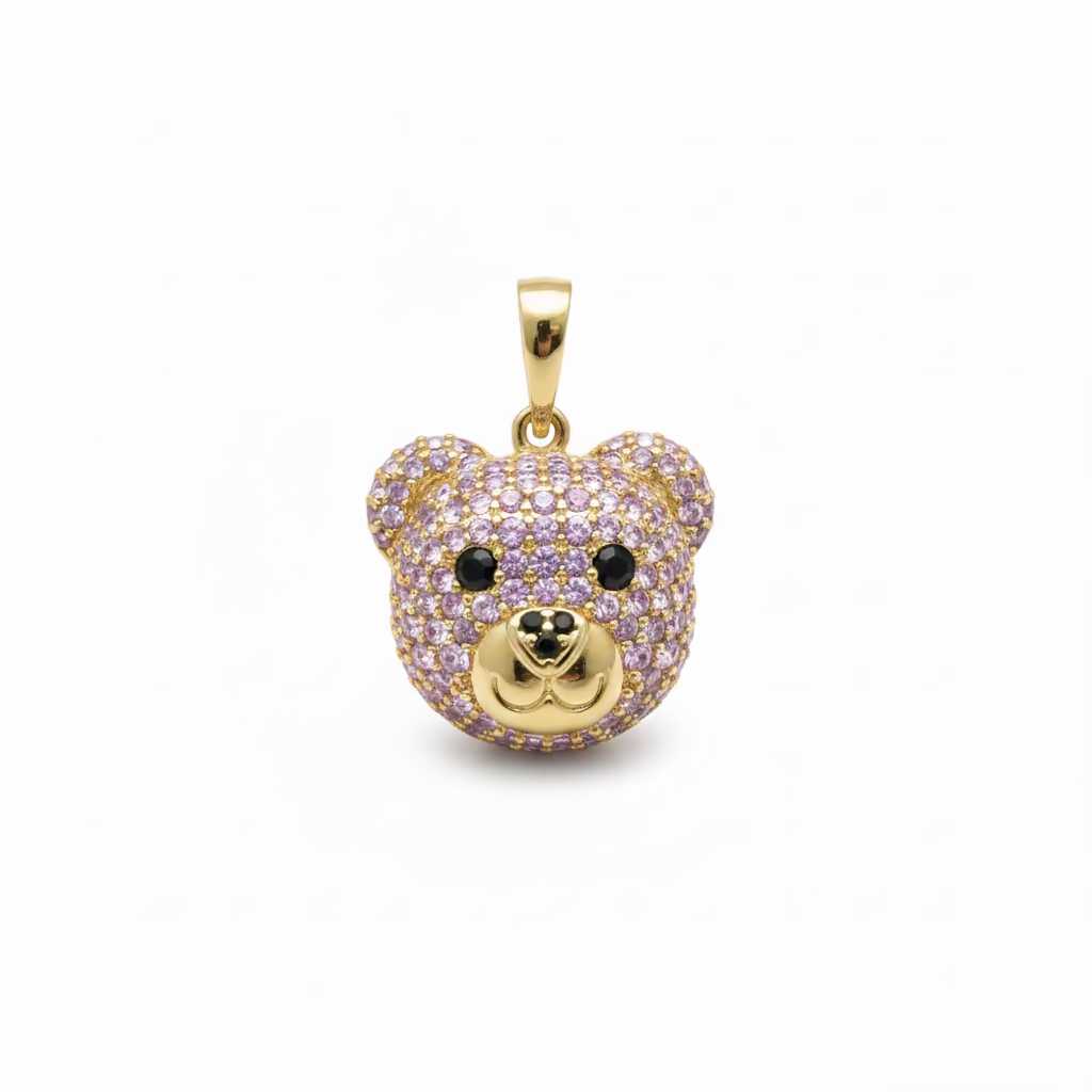 14K BLING BEAR HEAD XP -SMALL PURPLE