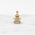 14K CLEAR HEART MINI BEAR PENDANT