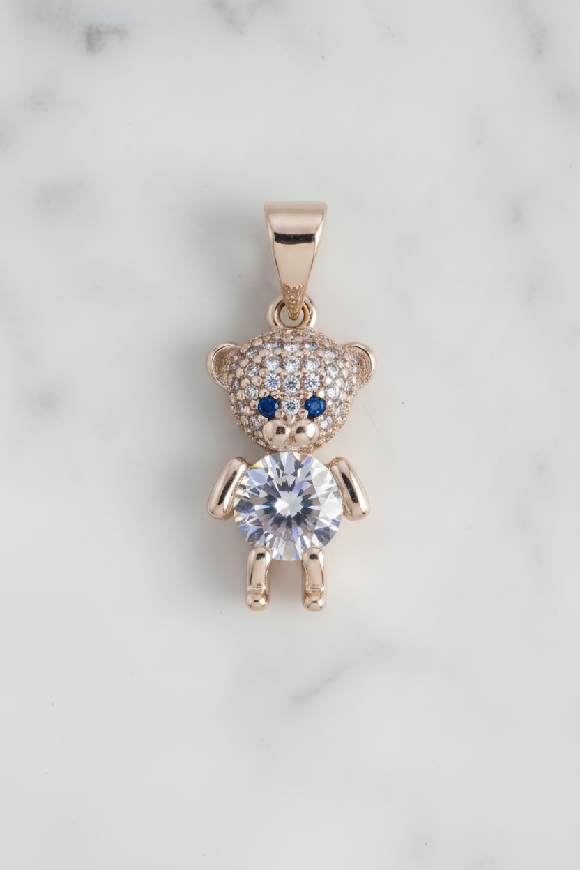 14K CLEAR MINI BEAR PENDANT CM