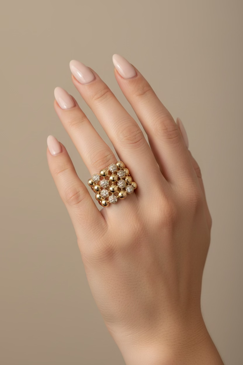 14K BEADED MULTI-ROW RING X000884452
