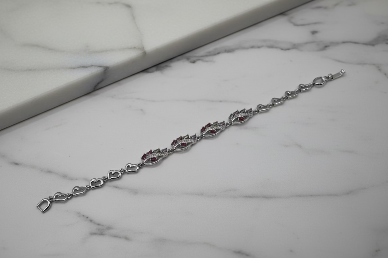 WHG MULTI-COLORED LEAF SHAPE TENNIS BRACELET MS-15850202