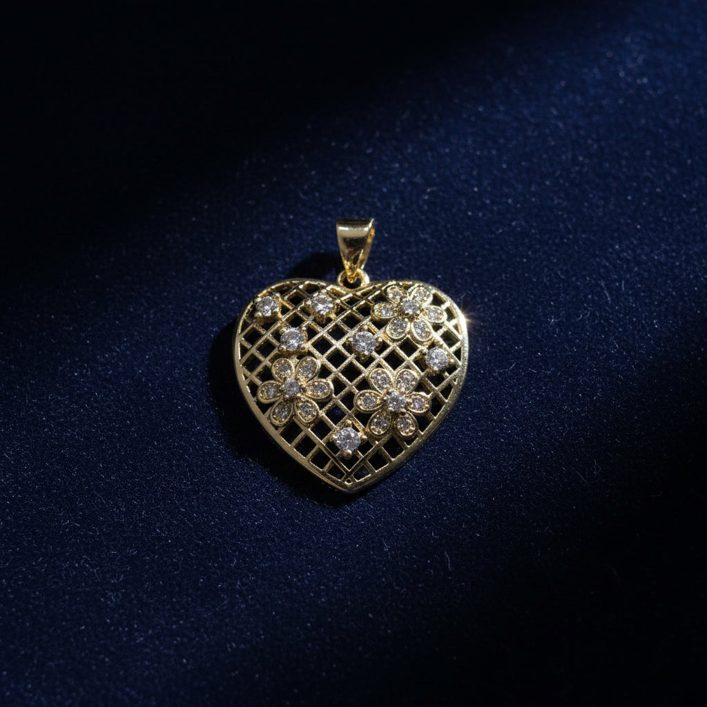 14K HEART FLOWERS PENDANT GS-23050001