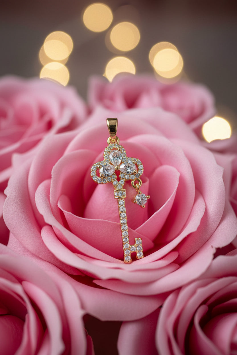 14K CLOVER KEY PENDANT