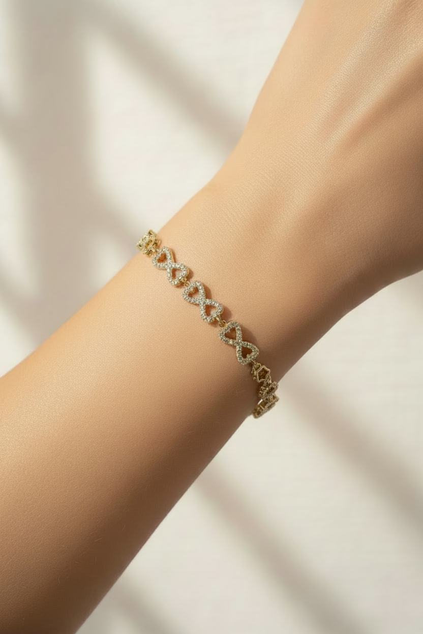 14K INFINITY HEART & STAR LINK BRACELET MS-14780001