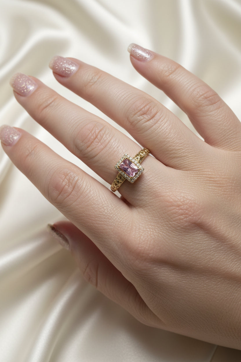 14K PINK SQUARE RING X001160084