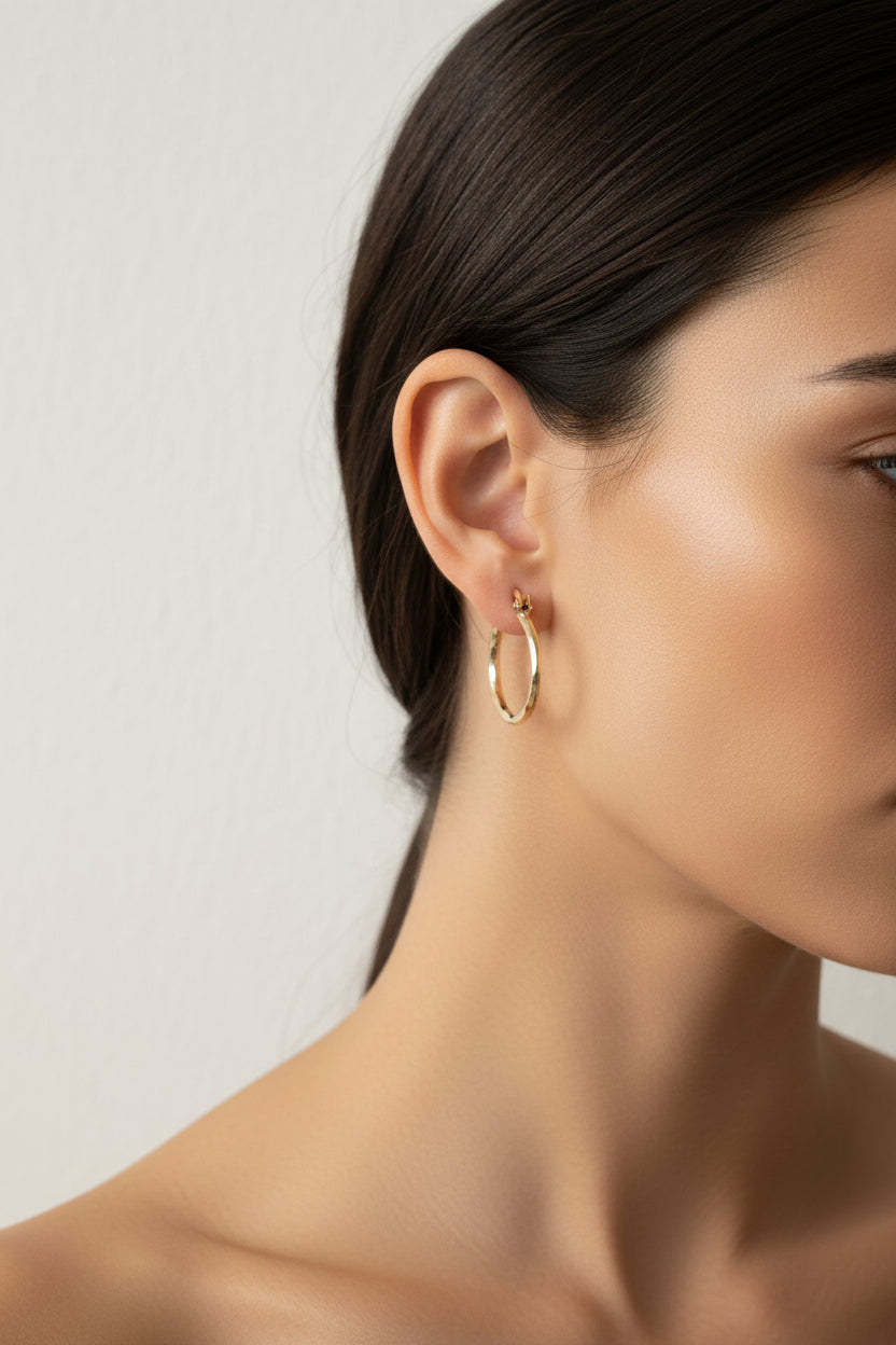 14K 1-IN DIAMOND CUTS HOOP EARRING R-21180421