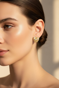14K CLEAR BAGUETTE HEART SHAPED STUD EARRING RQ