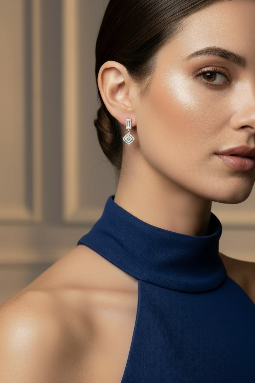 WHG CLEAR SQUARE DANGLE EARRING RQ