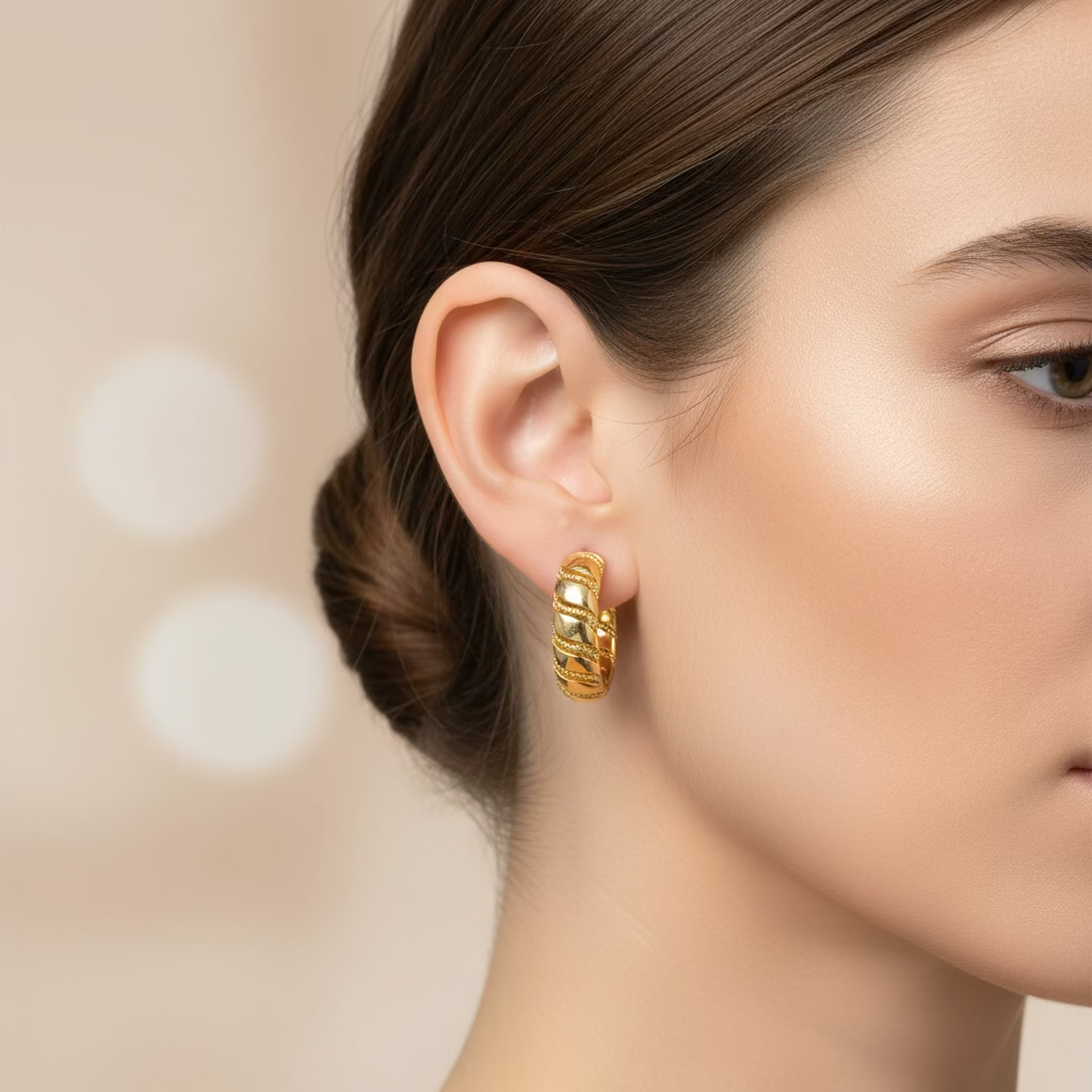 14K CROISSANT HOOP EARRING K-08200003