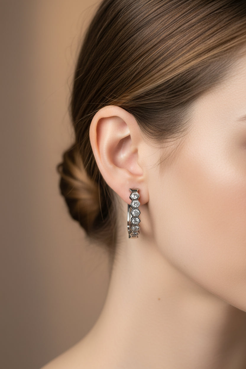 WHG HONEYCOMB HOOP EARRING RQ