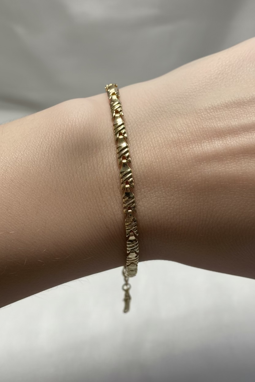 14K 7IN + EXT RIBBED RIBBON BRACELET 4N LCC-33920001