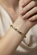 14K MULTICOLOR HEART TENNIS BRACELET MS-13990014