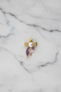 14K BOW PENDANT WITH CENTRAL WHITE PEARL