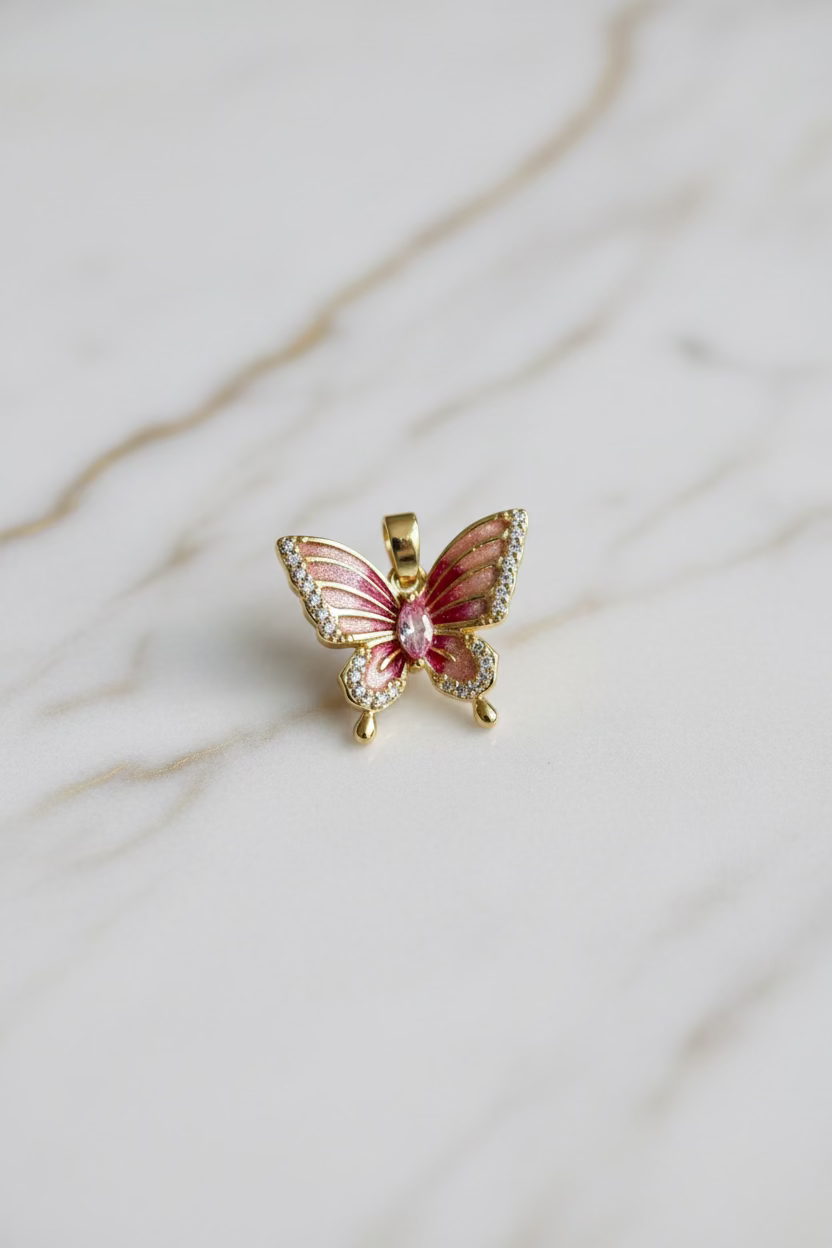 14K RED BUTTERFLY PENDANT