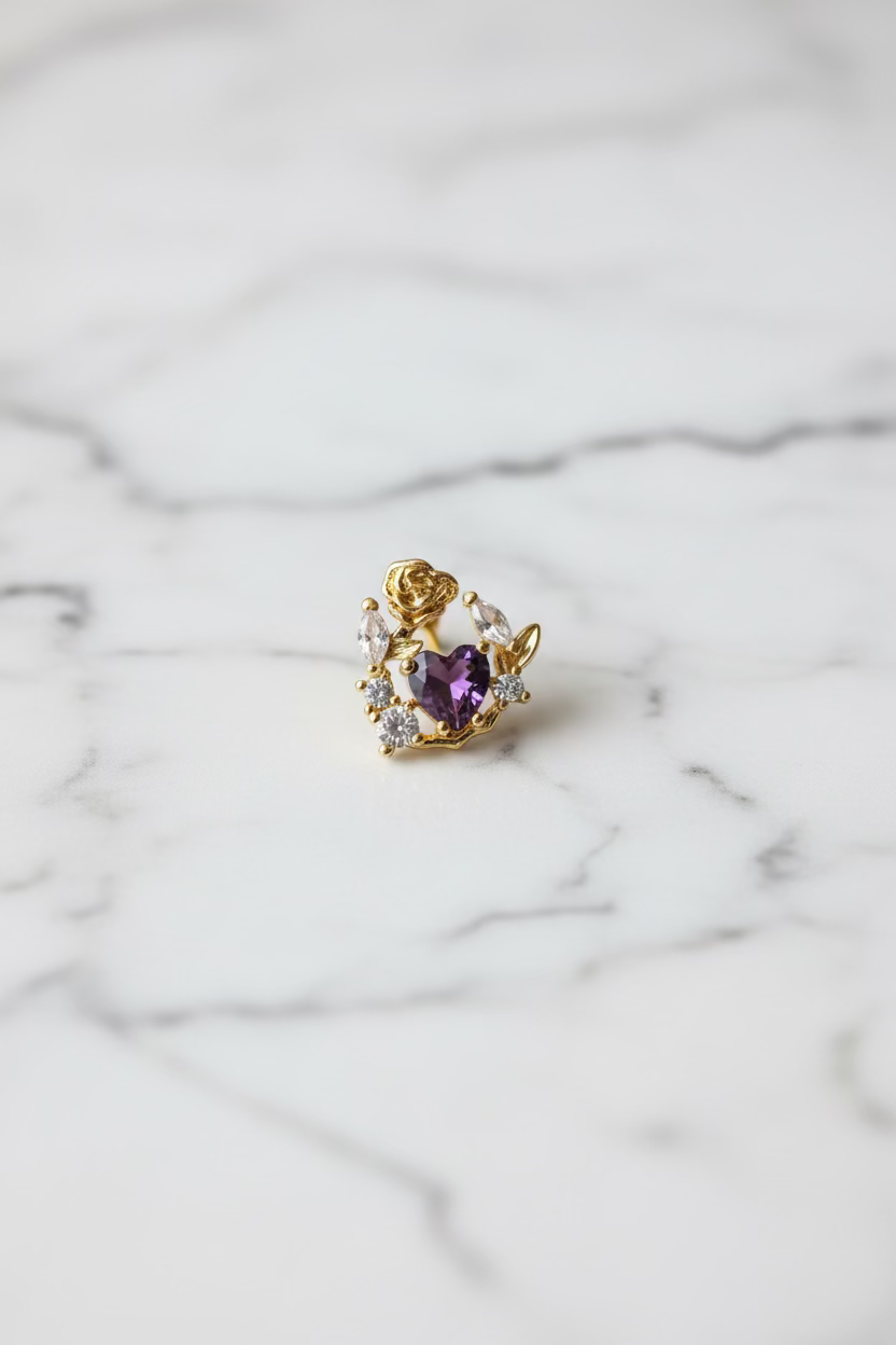 14K ROMANTIC STYLE HEART/FLORAL PENDANT
