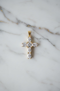 14K CROSS PENDANT WITH CLEAR GEMSTONES GS-14580007