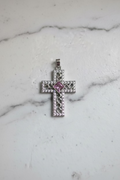 WHG CROSS PENDANT WITH PINK CENTER STONE
