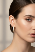 14K CLEAR DIAMOND OVAL HOOP EARRINGS RQ