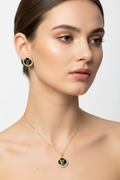 14K LOUIS VUITTON-INSP BLACK ENAMEL JEWELRY SET CX102A