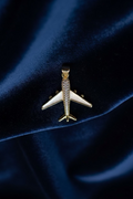 14K ICED OUT COMMERCIAL AIRPLANE CHARM PENDANT
