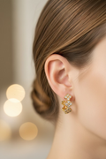 14K CUBIC ZIRCONIA CLOVER HUGGIE HOOP EARRINGS YAH223A