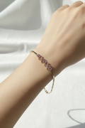 14K BRACELET FEATURING PINK MARQUISE AND ROUND-CUT CRYSTAL CLUSTERS MS-17610017
