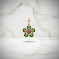 14K CRYSTAL FLOWER CHARM PENDANT GREEN PANDORA