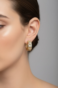 14K DIAMOND HUGGIE HOOPS EARRINGS RQ399