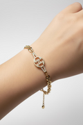 14K "CC" LOGO INSP MOTIF WITH CHUNKY LINKS BRACELET RQ405
