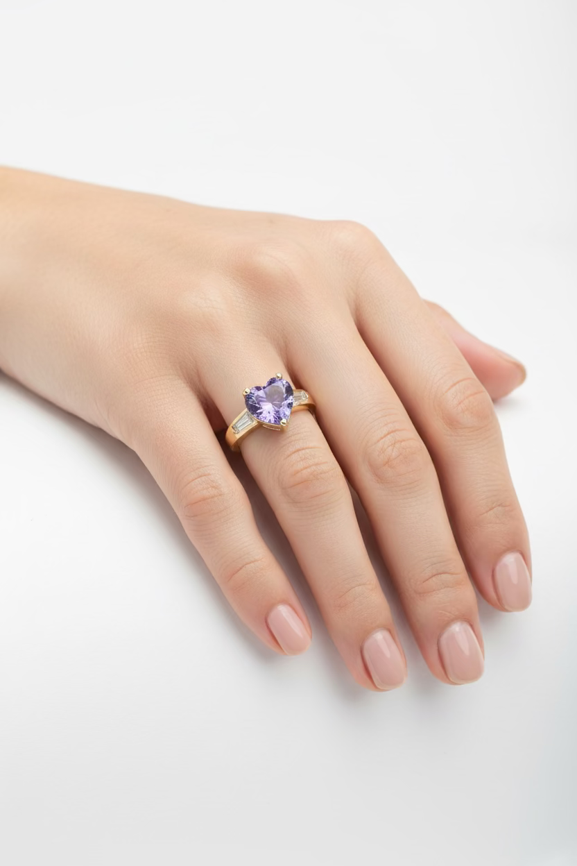 14K PURPLE HEART GEMSTONE RING X001200406