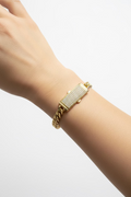 14K CUBAN LINK BRACELET WITH ID STYLE PLATE RQ416