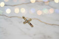 14K MICRO-PAVE RAINBOW CZ CROSS PENDANT