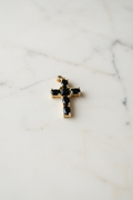 14K BLACK ONYX CRYSTAL CROSS PENDANT