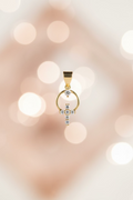 14K CZ OPEN CIRCLE CROSS PENDANT
