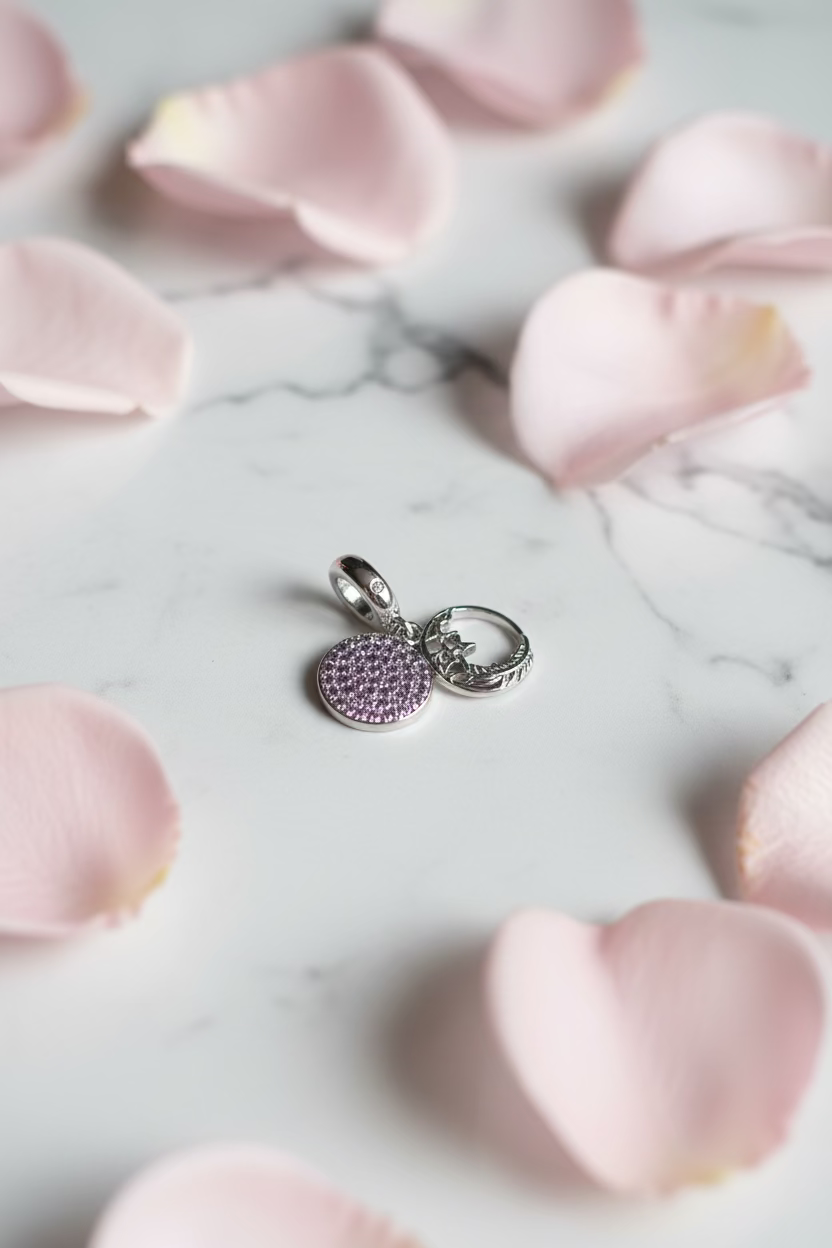 WHG PANDORA PAVE FEATHER DANGLE CHARM