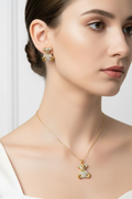 14KTEDDY BEAR PENDANT NECKLACE & STUD EARRINGS SET CX14A