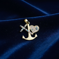 14K THREE-SYMNOL COMBINATION CHARM PENDANT (FAITH, HOPE, AND LOVE) MULTI-COLOR