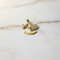 14K CLEAR PAVE FAITH,HOPE,AND CHARITY PENDANT