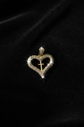 14K HEART AND CROSS PENDANT