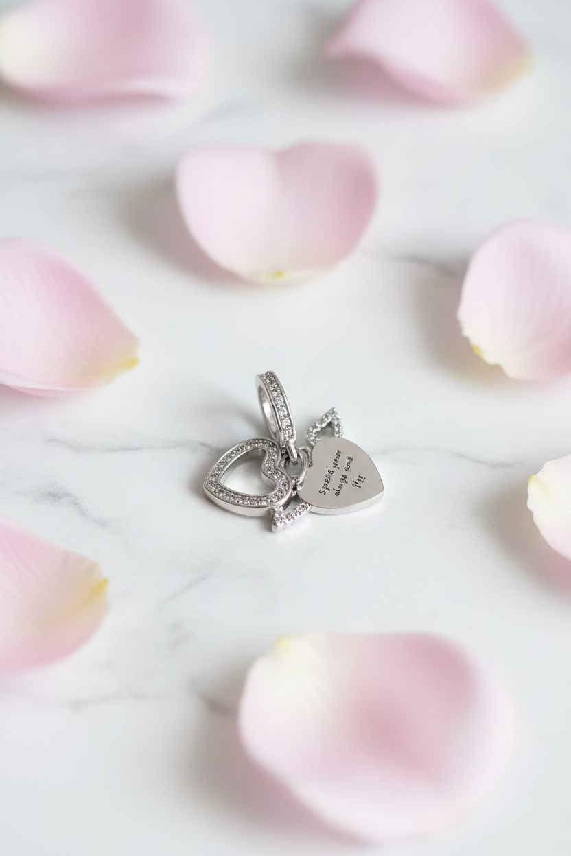 WHG HEART AND ANGEL WINGS TRIPLE DANGLE CHARM PANDORA