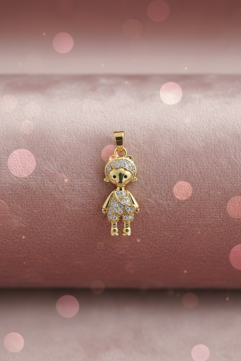 14K ICED-OUT LITTLE GIRL CHARM PENDANT