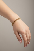 14K SOLID TEXTURED TIGER EYE CHAIN BRACELET LCC-43310001